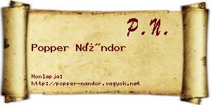 Popper Nándor névjegykártya